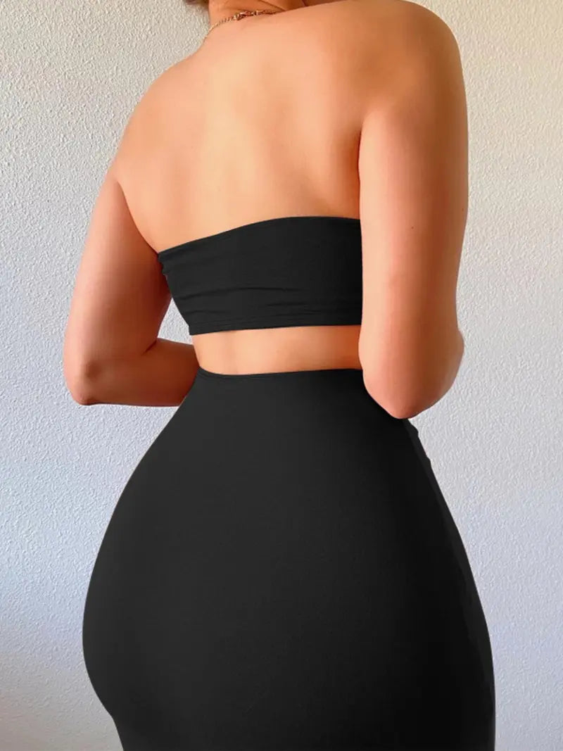 Ensemble 2 Pièces Bustier et Jupe Moulante – Dos Nu sans Bretelles