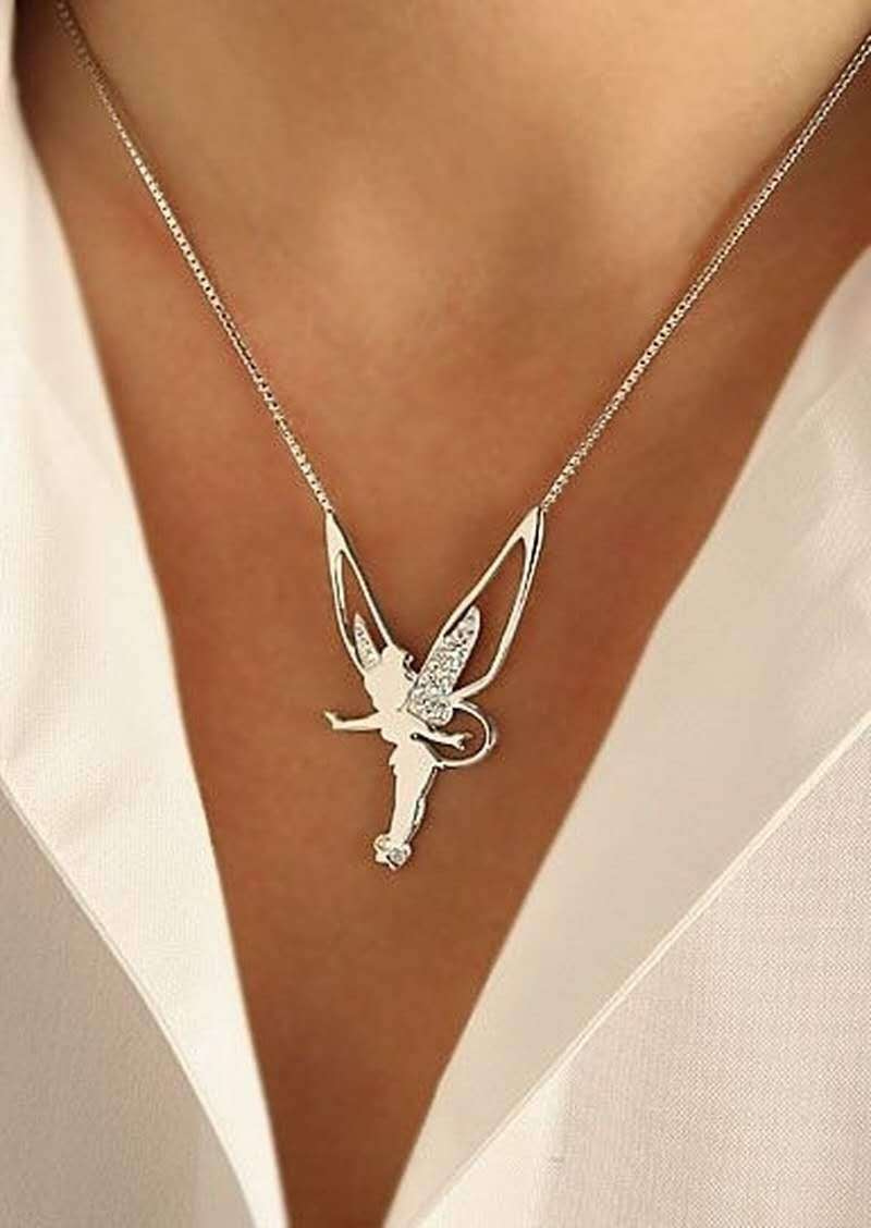 Collier Raffiné en Argent et Plaqué Or avec Pendentif Fée