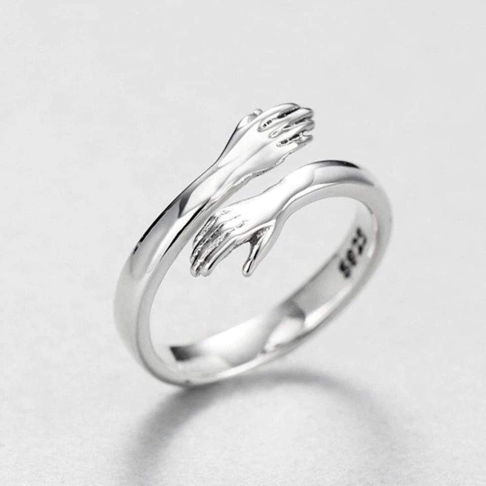 Bague Ajustable en Argent Style Câlin