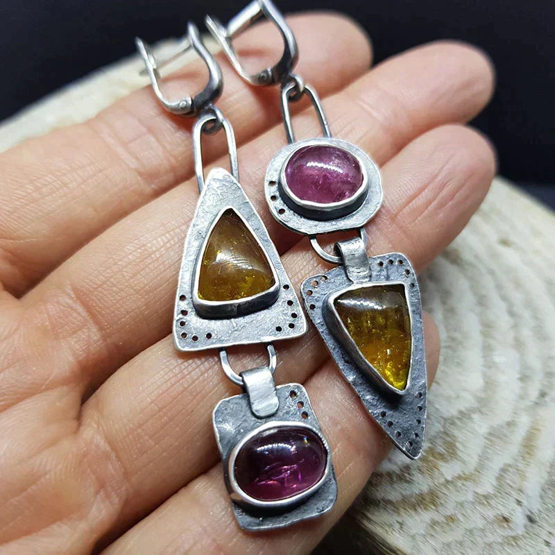 Boucles d’Oreilles Géométriques Triangulaires Style Vintage