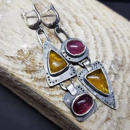 Boucles d’Oreilles Géométriques Triangulaires Style Vintage