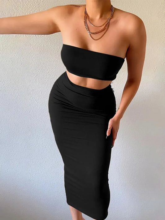 Ensemble 2 Pièces Bustier et Jupe Moulante – Dos Nu sans Bretelles