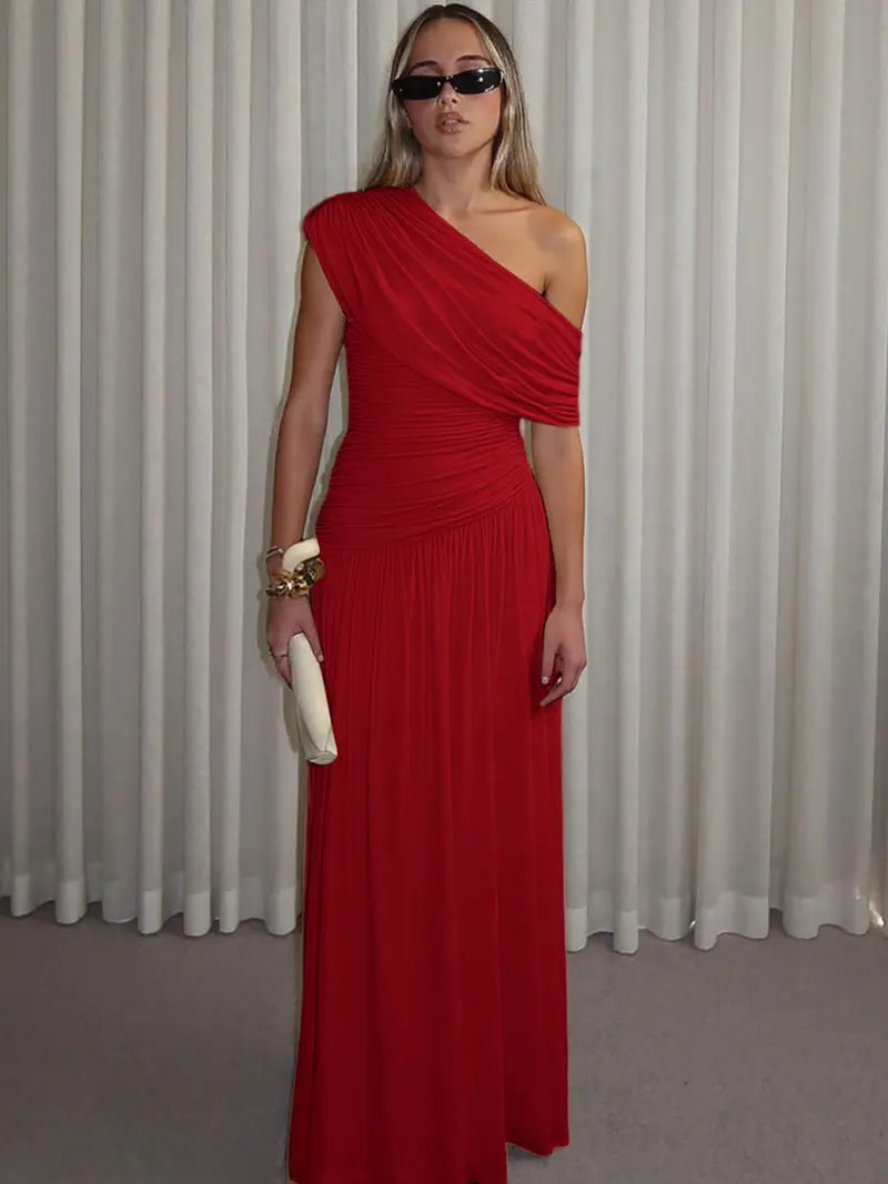 Robe Asymétrique Drapée – Robe de Soirée Élégante