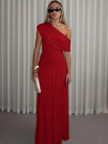 Robe Asymétrique Drapée – Robe de Soirée Élégante