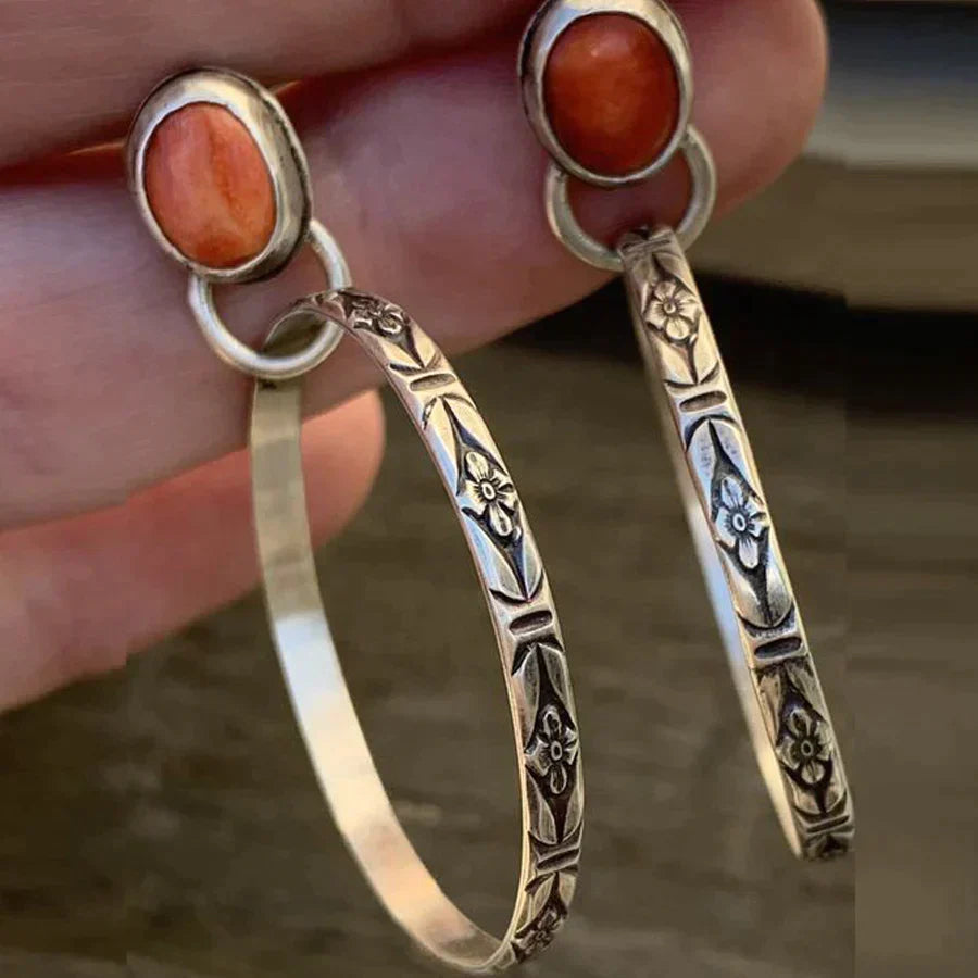 Boucles d’Oreilles Boho Vintage Ornées d’Onyx