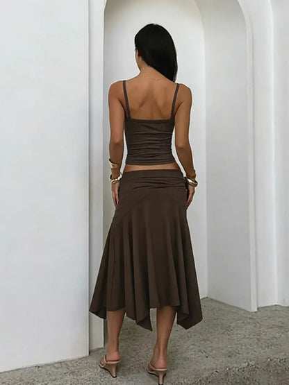 Ensemble Top Licou et Jupe Plissée – Tenue d'Été Chic sans Manches
