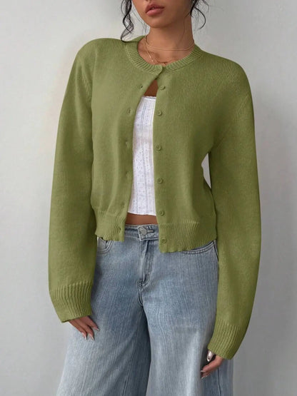 Gilet Boutonné en Maille – Cardigan Ajusté à Manches Longues