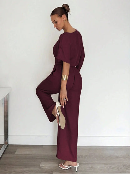 Ensemble Pantalon Large et Crop Top – Tenue Deux Pièces Décontractée