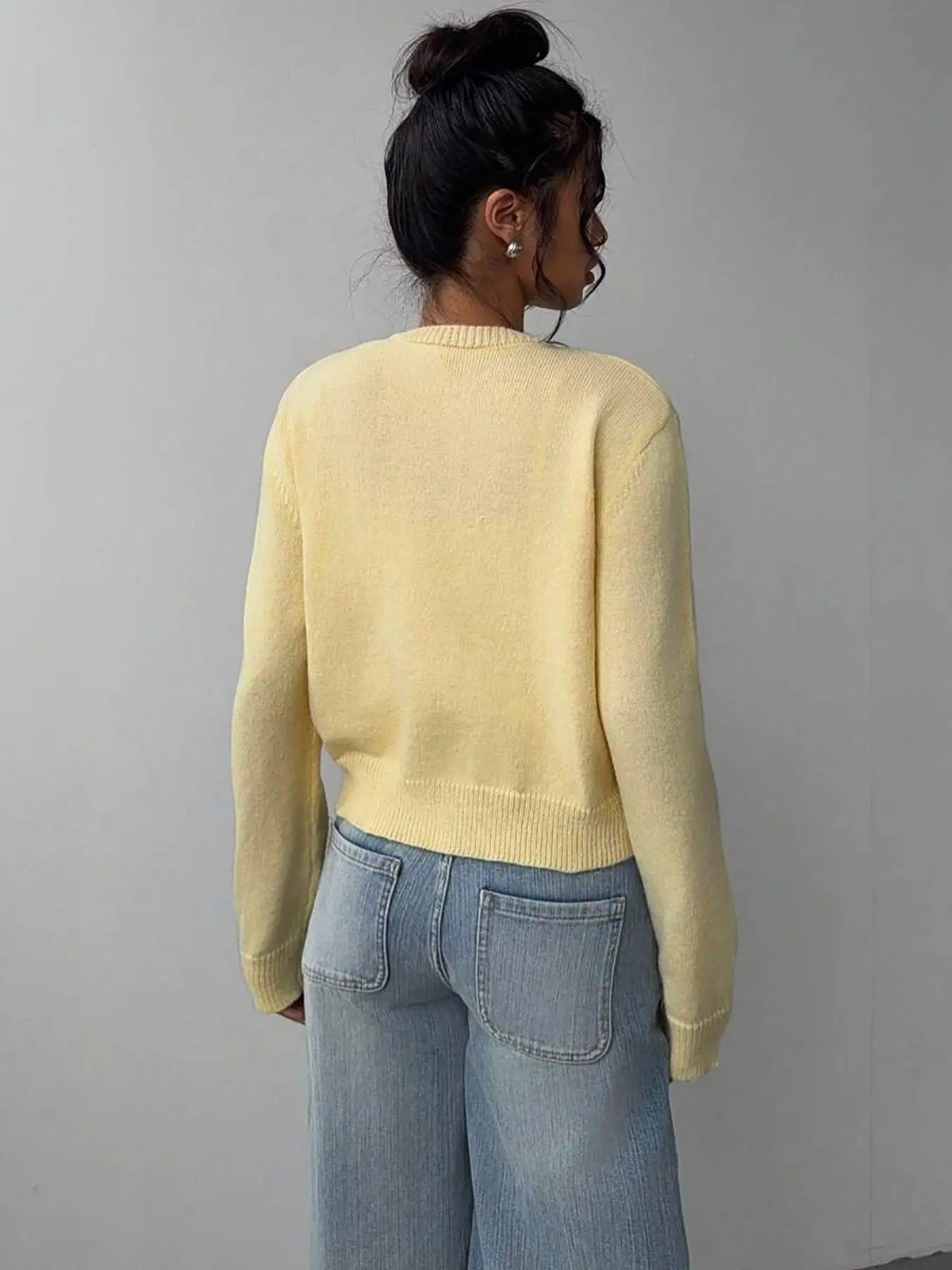 Gilet Boutonné en Maille – Cardigan Ajusté à Manches Longues