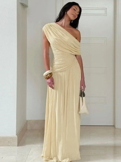 Robe Asymétrique Drapée – Robe de Soirée Élégante