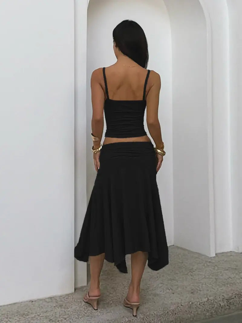 Ensemble Top Licou et Jupe Plissée – Tenue d'Été Chic sans Manches