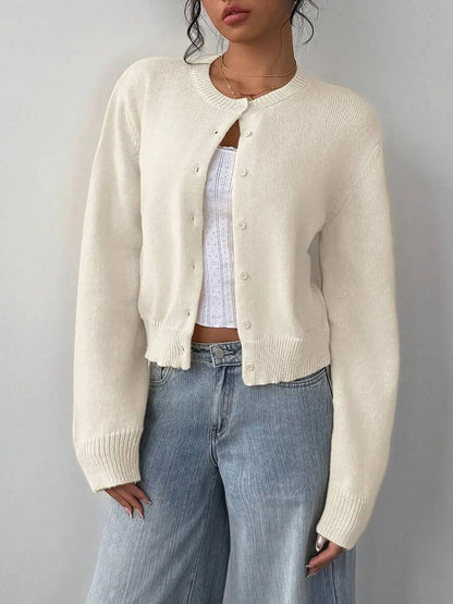 Gilet Boutonné en Maille – Cardigan Ajusté à Manches Longues