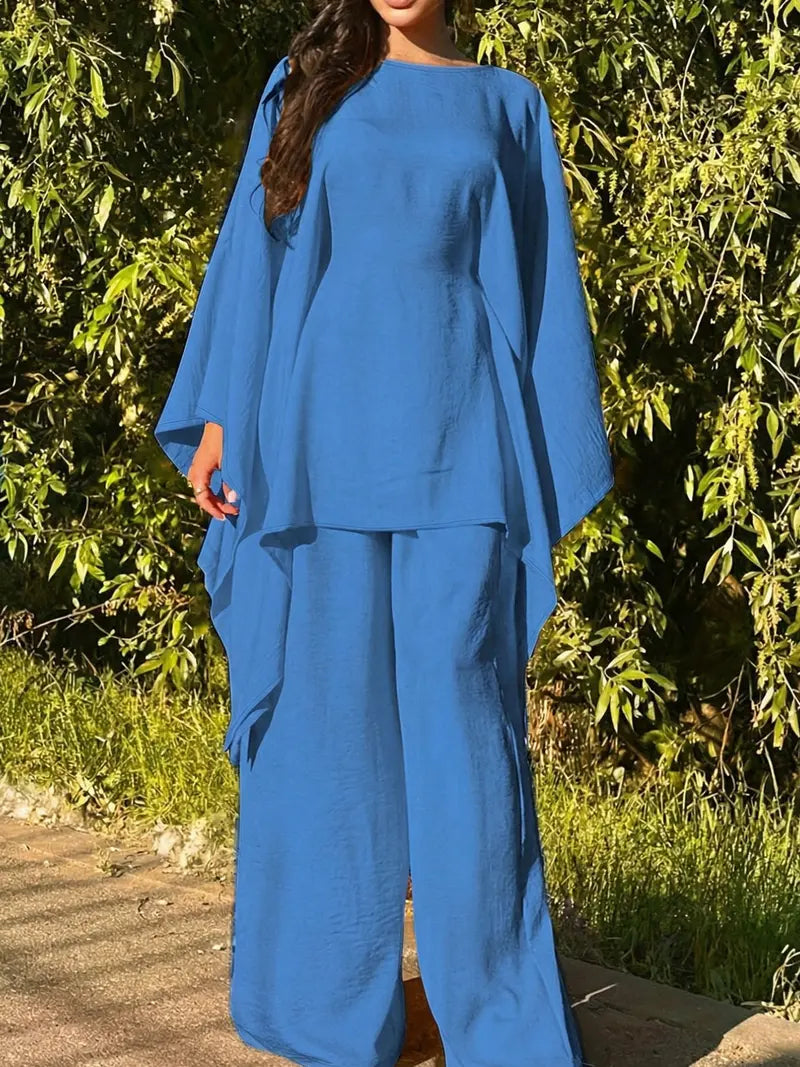 Ensemble 2 Pièces Minimaliste – Haut à Capuche Long et Pantalon Large