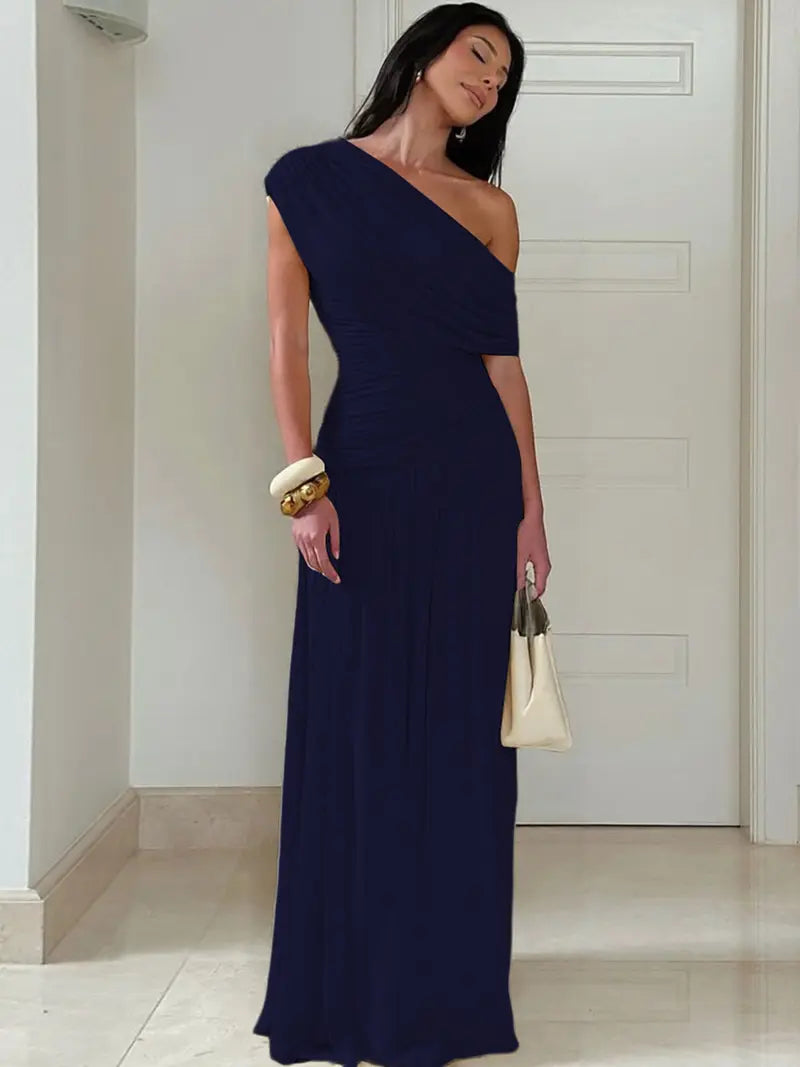 Robe Asymétrique Drapée – Robe de Soirée Élégante
