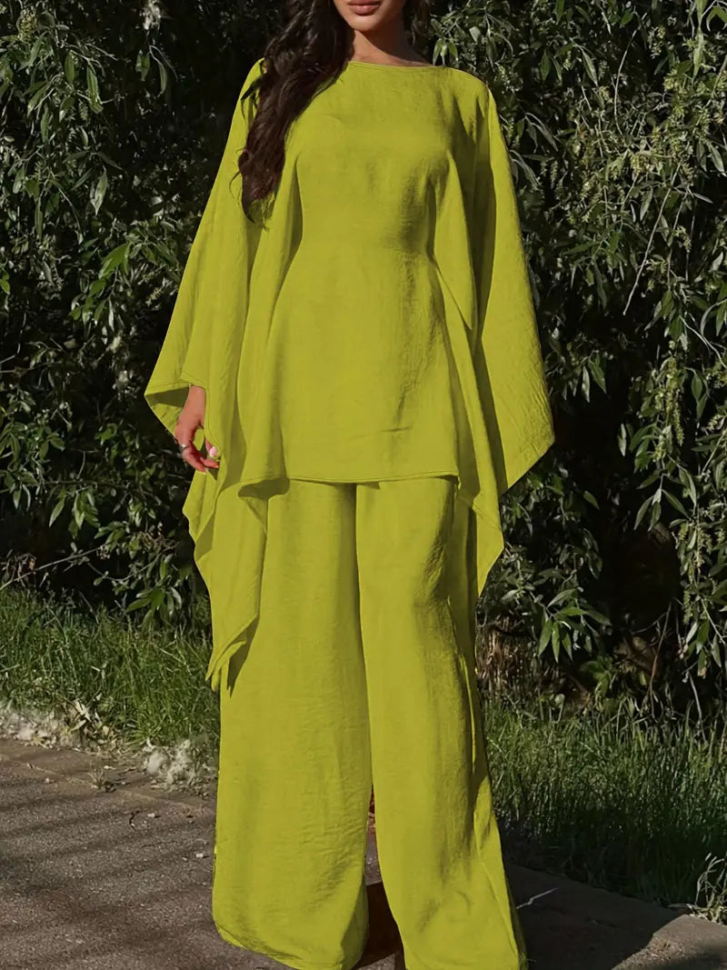 Ensemble 2 Pièces Minimaliste – Haut à Capuche Long et Pantalon Large