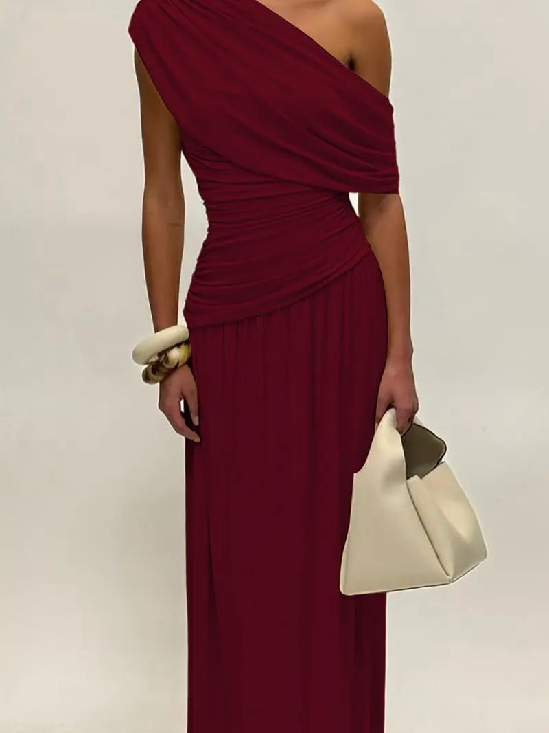 Robe Asymétrique Drapée – Robe de Soirée Élégante