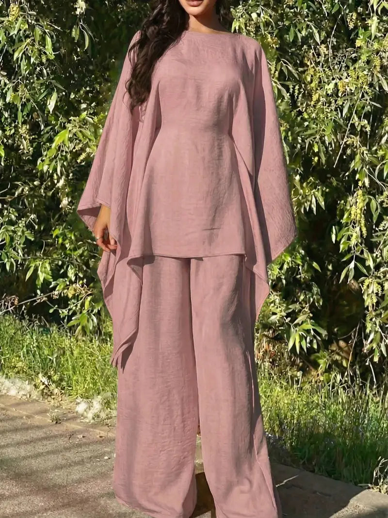 Ensemble 2 Pièces Minimaliste – Haut à Capuche Long et Pantalon Large