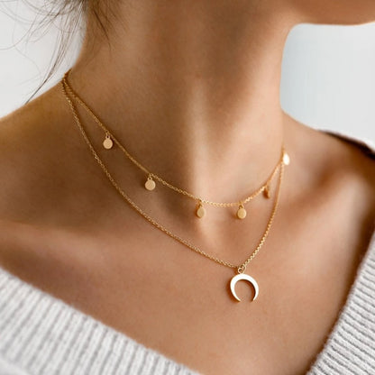 Collier Argent Motif Lune