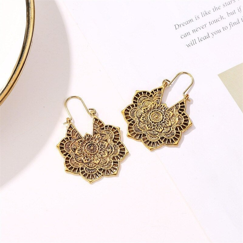 Boucles d’Oreilles Motif Lotus Mandala