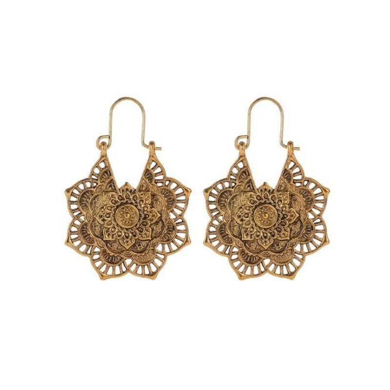 Boucles d’Oreilles Motif Lotus Mandala