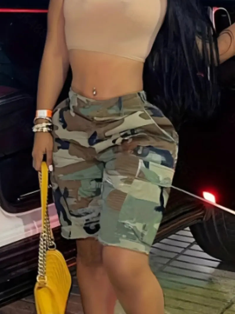 Short Imprimé Camouflage – Coupe Ample Décontractée pour l'Été
