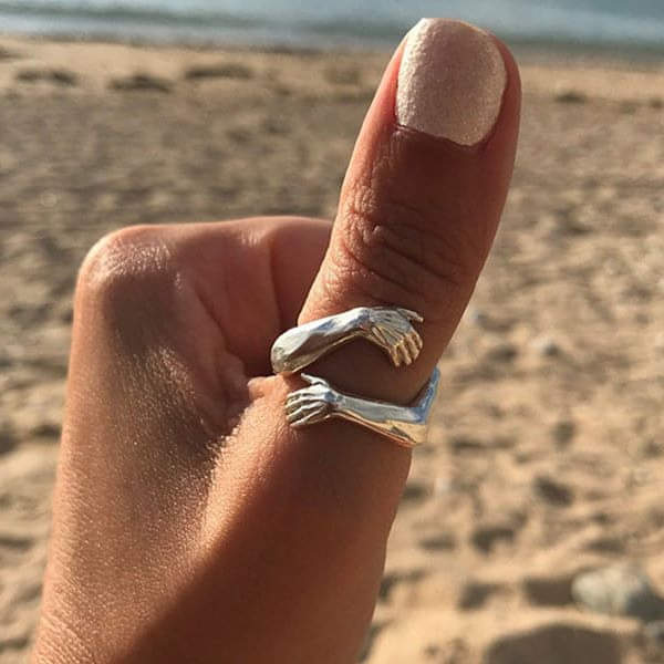 Bague Ajustable en Argent Style Câlin