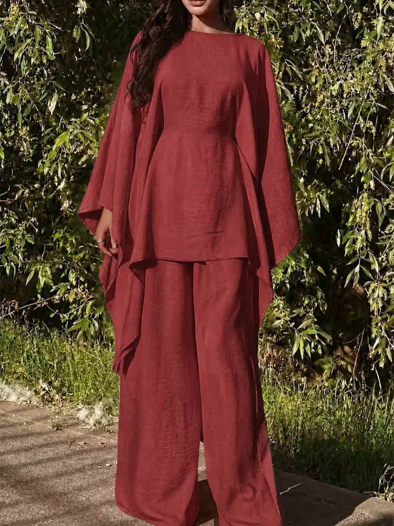 Ensemble 2 Pièces Minimaliste – Haut à Capuche Long et Pantalon Large