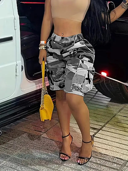 Short Imprimé Camouflage – Coupe Ample Décontractée pour l'Été
