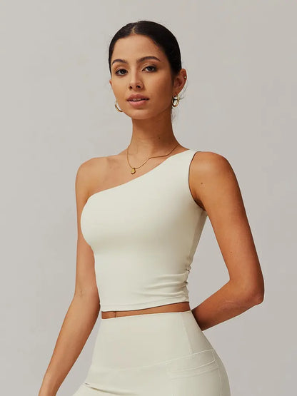 Brassière de Sport Asymétrique – Ultra Extensible et Séchage Rapide pour Yoga