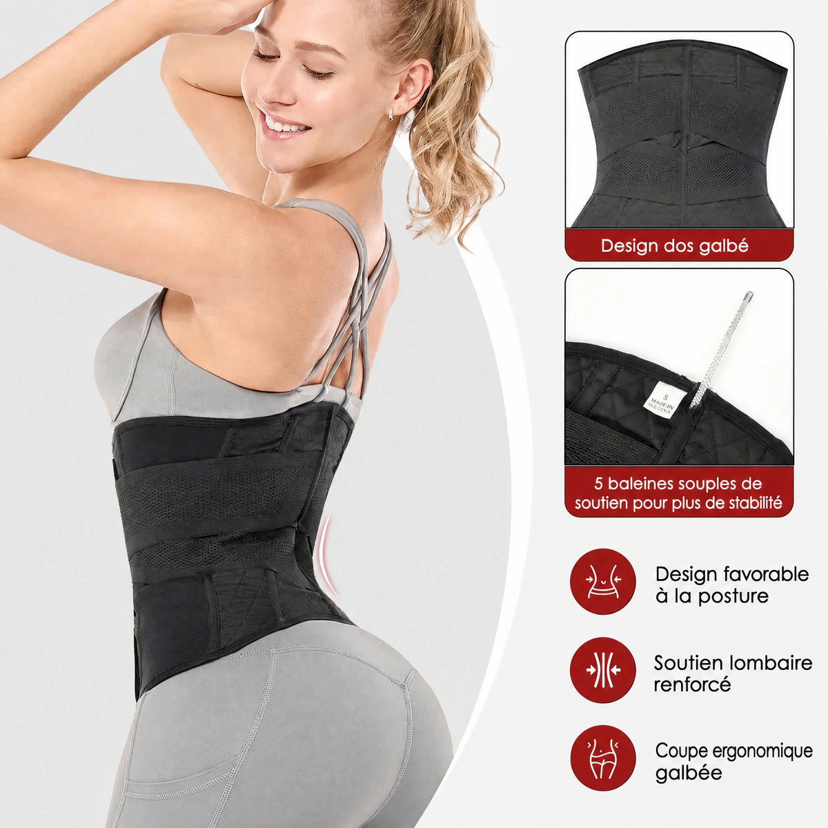 Ceinture Post-Partum – Gaine de Récupération Après Césarienne en Coton Noir