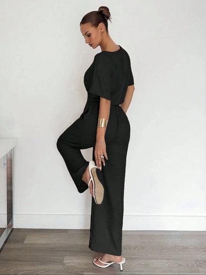 Ensemble Pantalon Large et Crop Top – Tenue Deux Pièces Décontractée