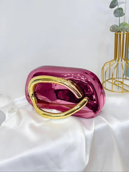 Pochette de soirée à chaîne en violet brillant