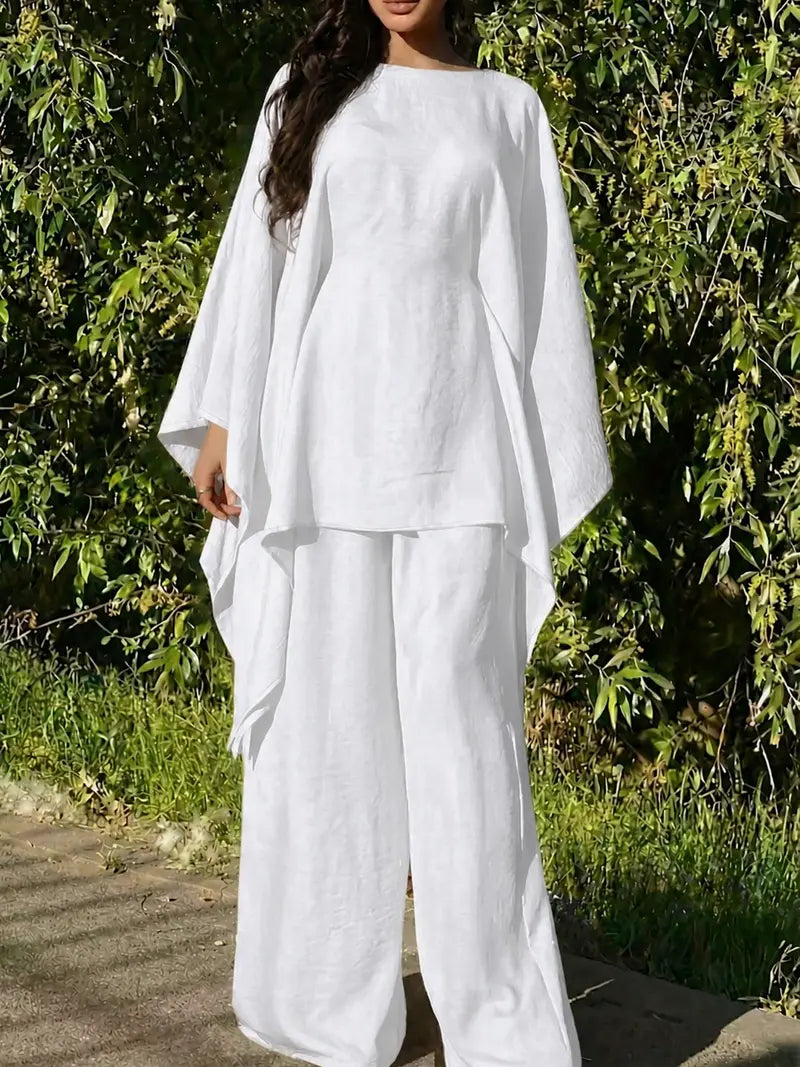 Ensemble 2 Pièces Minimaliste – Haut à Capuche Long et Pantalon Large