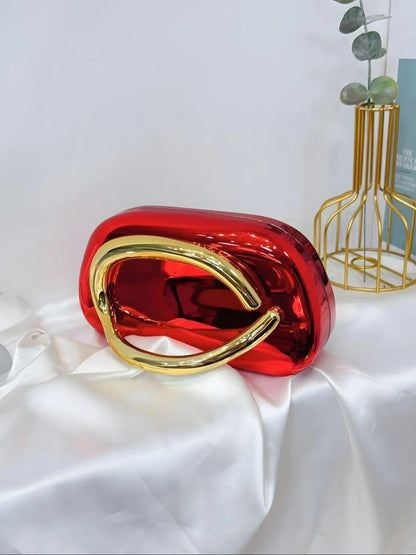 Pochette de soirée à chaîne en rouge