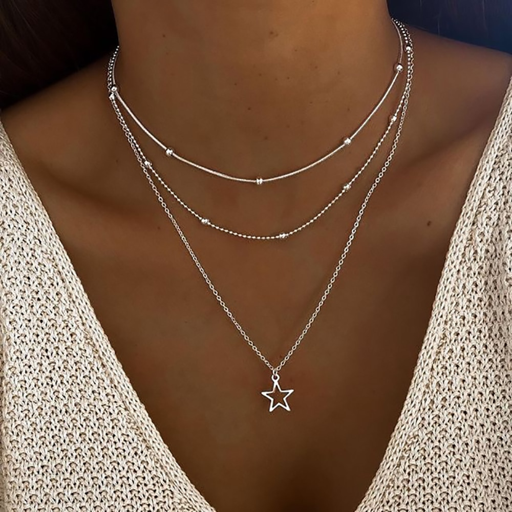 Collier en Argent Style Vintage Étoile