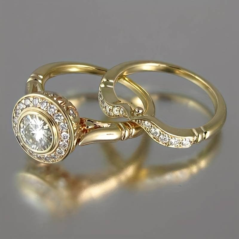 Lot de Bagues en Or Serties de Zirconium