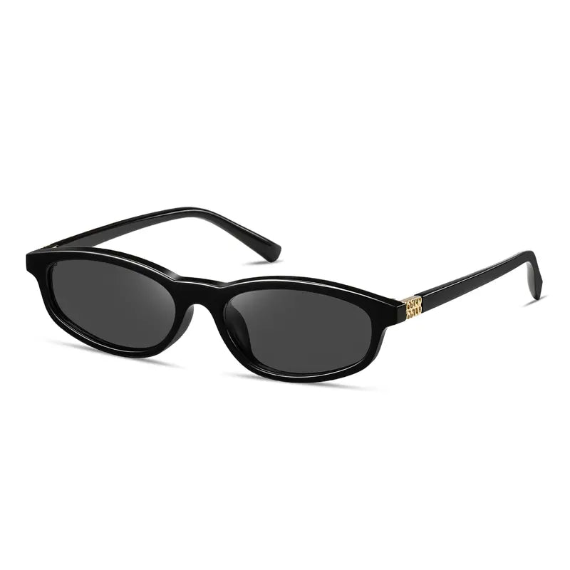 Lunettes de Soleil Œil de Chat Ovales Polarisées pour Femme – Noir / Gris