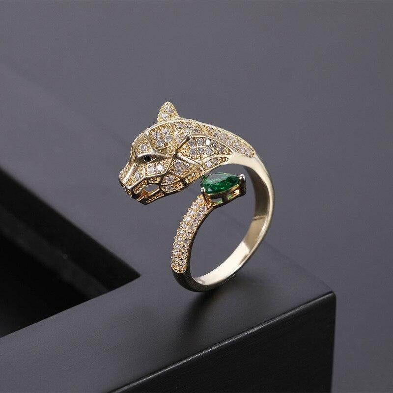 Bague Léopard Ajustable Ornée de Zircons